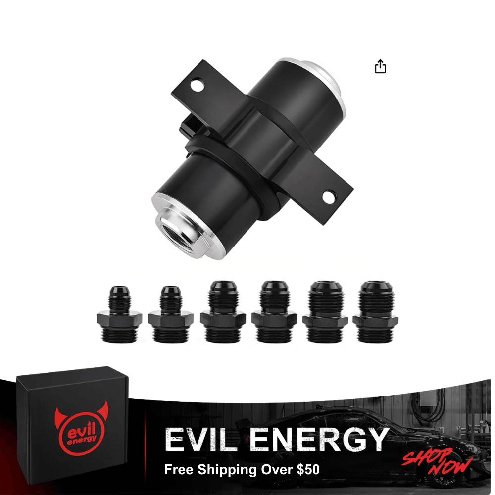 EVIL ENERGY Universal Inline Fuel Filter with 6AN 8AN 10AN Adapter & Bracket - 10/30/40/100 Micron for High Performance Cars, Racing & Off-Road Vehicles