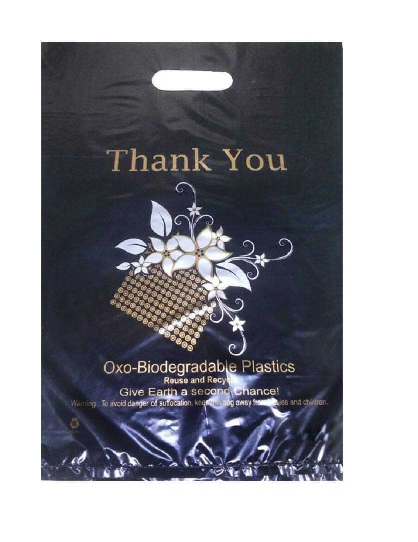 APQ Black Thank You Bags With Handles - Pack of 1000 (12x16 Inches) - Durable Poly Plastic Gift Bags for Small Business & Retail Stores | Reusable Merchandise Bags for Boutiques, Parties, Weddings & Professional Use | Perfect for Packaging Gifts, Products & Customer Purchases