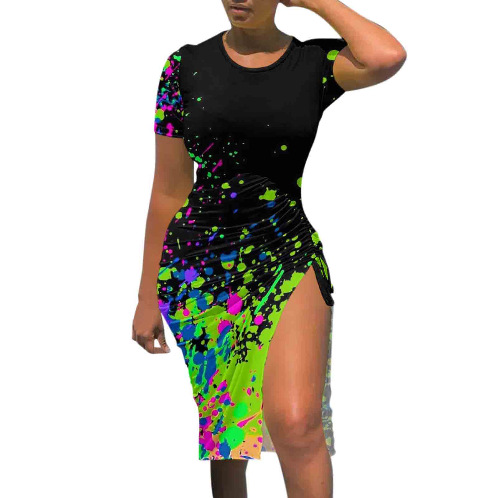 Women's Short Sleeve Ruched Bodycon Mini Dress with Side Drawstring - Sexy Clubwear & Summer Party Dress 2024 | Perfect for Night Out, Beach Vacation & Date Night