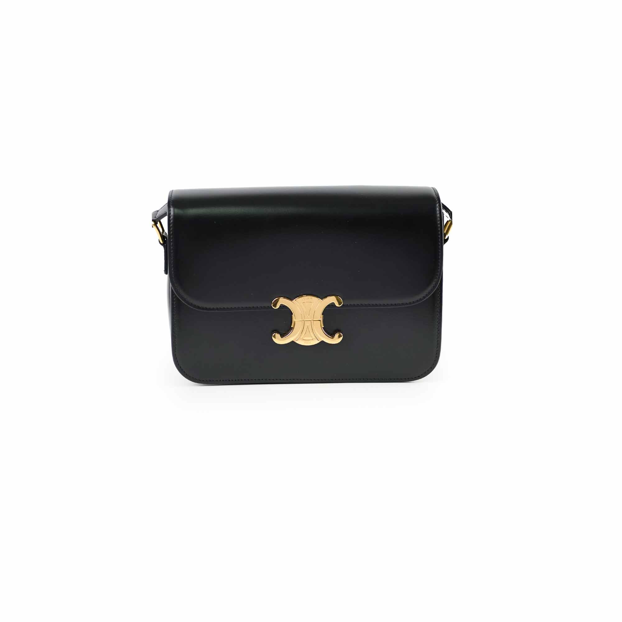Celine Classique Medium Triomphe Bag Black | Genuine Leather Handbag for Women | Perfect for Work, Evening Events & Luxury Fashion Accessories