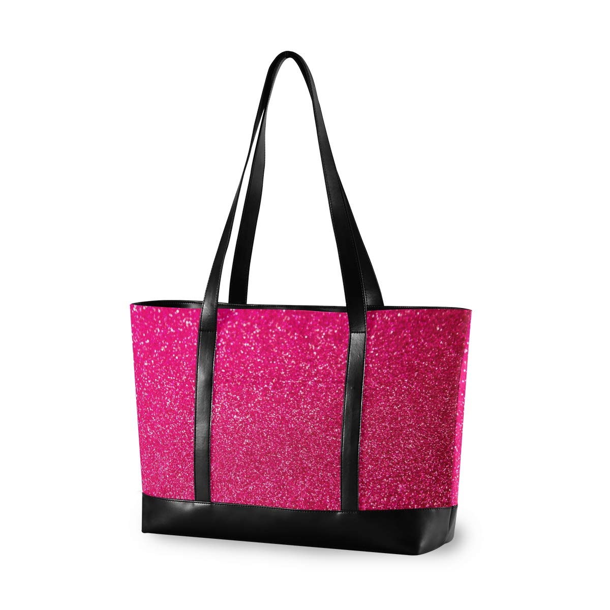 Stylish Hot Pink Glitter Print 15.6 Inch Laptop Tote Bag for Women - Waterproof Work Purse with Multiple Pockets, Perfect for Office, School, Teacher & Business Travel Accessories