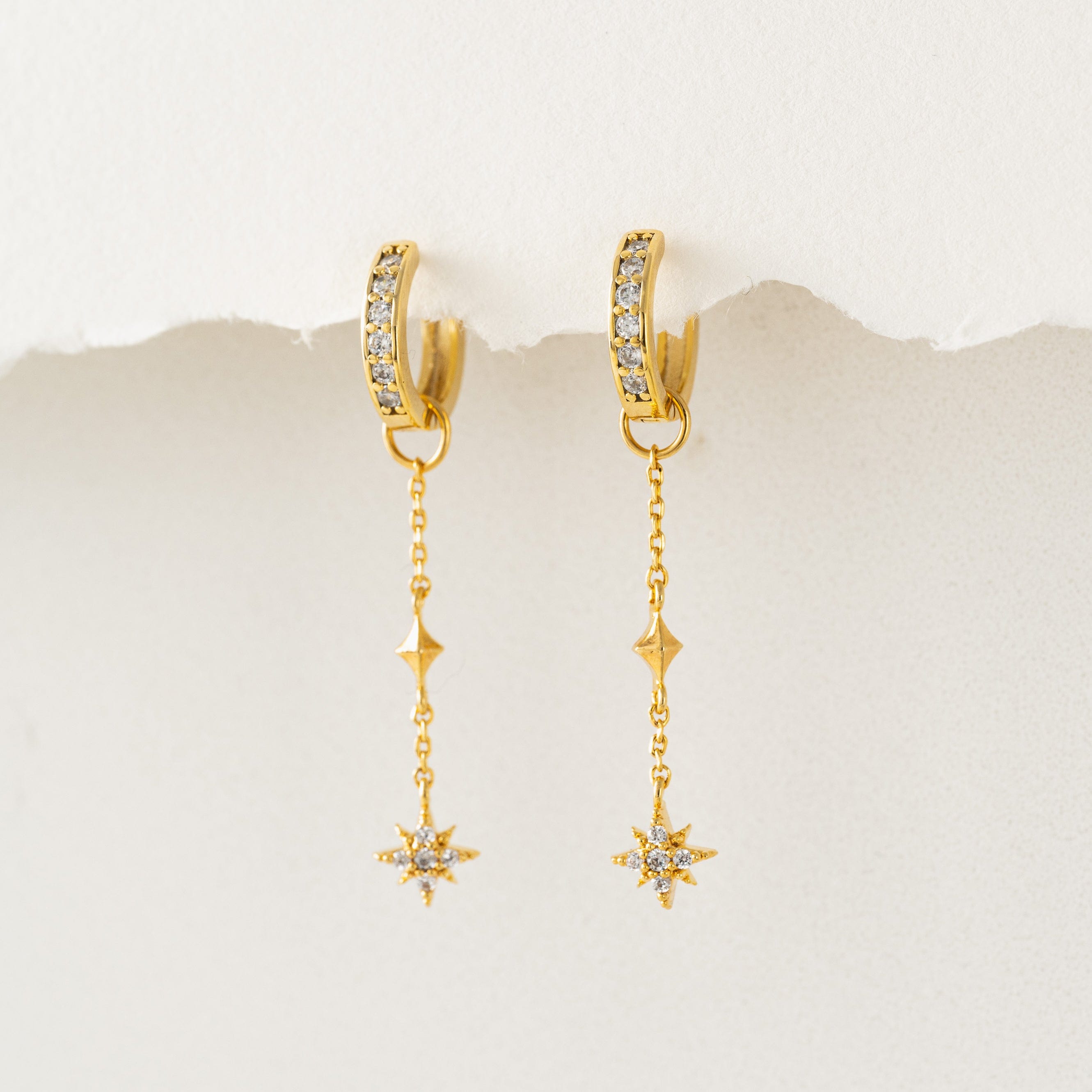 Starburst Drop Charm Hoop Earrings for Women - Trendy Gold/Silver Dangle Earrings for Party, Wedding & Everyday Wear