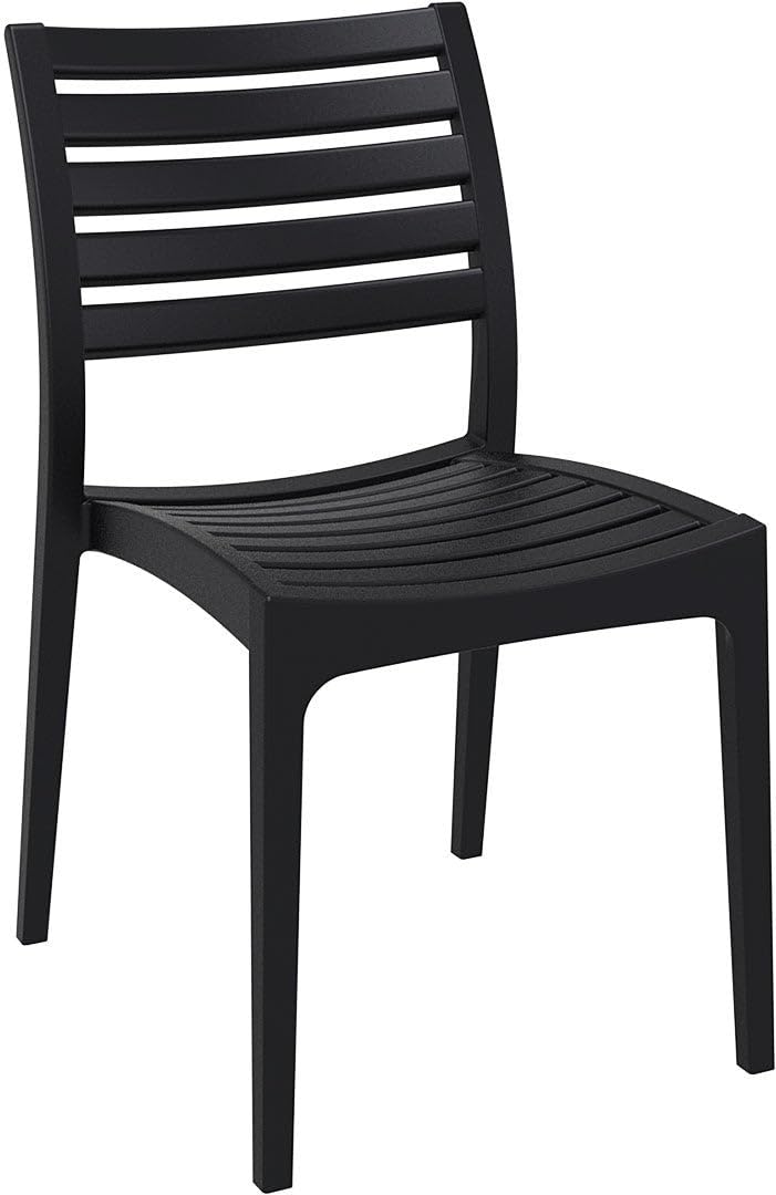 **Ares Outdoor Patio Dining Chair - Heavy Duty Commercial Grade, Weather-Resistant Black Metal Chair for Restaurant, Cafe, Garden & Poolside Use**