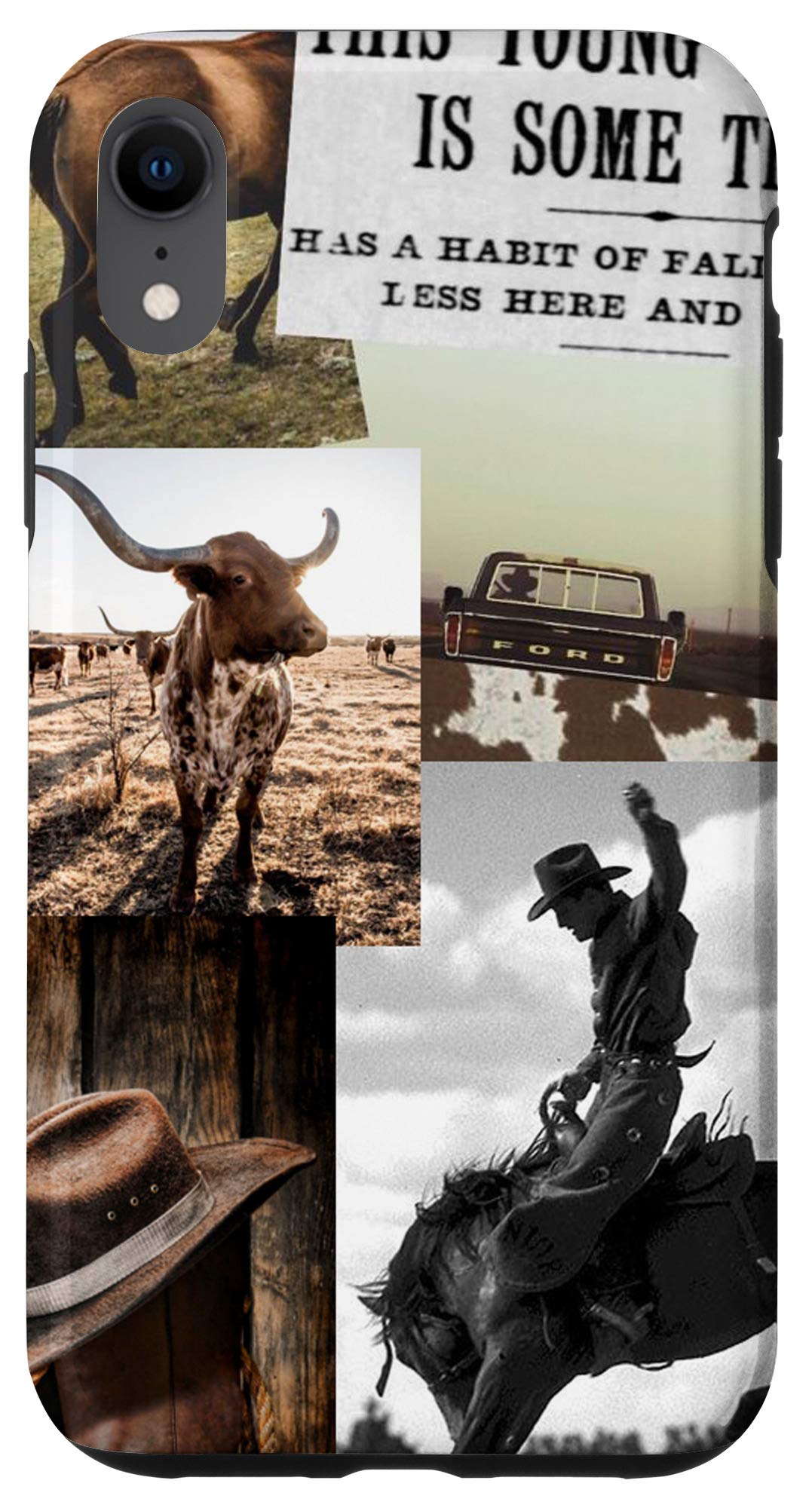 iPhone XR Western Cowboy Collage Aesthetic Phone Case for Men & Women - Trendy Protective Cover for Daily Use, Travel, and Outdoor Activities