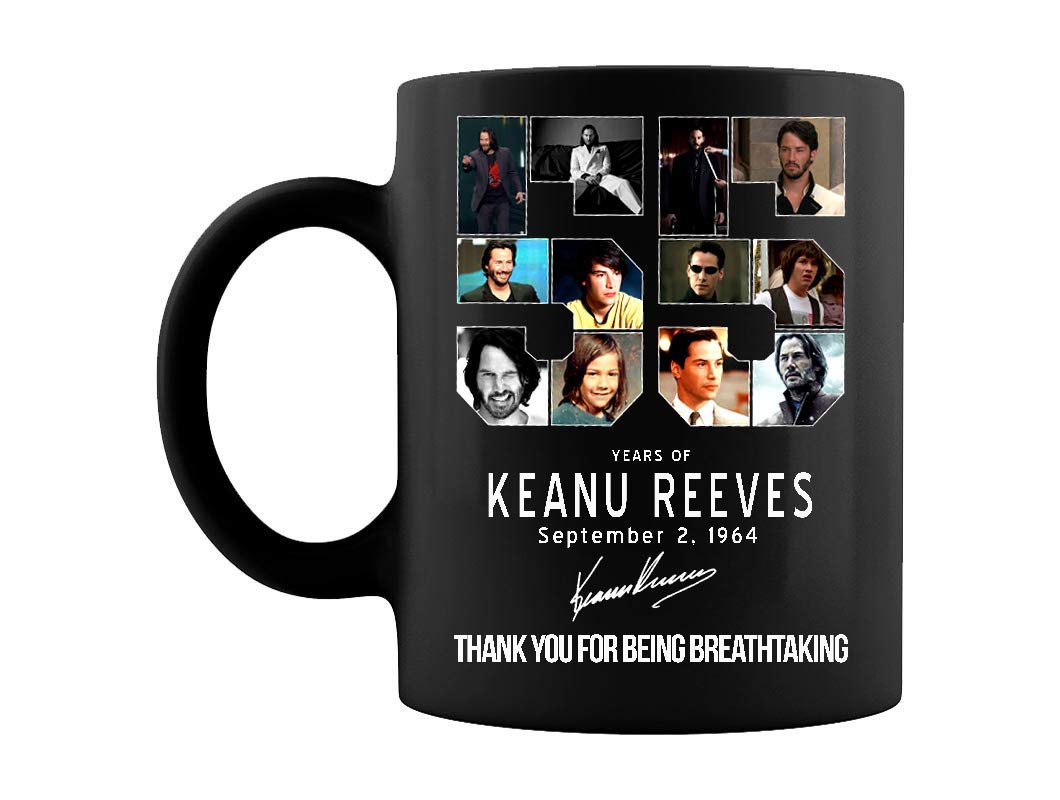 Keanu Reeves 50th Anniversary 'Breathtaking' Coffee Mug - 11oz Ceramic Gift Mug for Fans, Perfect for Coffee, Tea & Office Use
