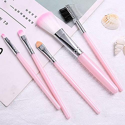 5-Piece Professional Makeup Brush Set for Face & Eye Makeup | Soft Synthetic Bristles | Foundation, Blush, Eyeshadow, Concealer Application | Perfect for Daily Use & Travel Makeup Kit