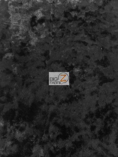Big Z Crushed Stretch Velvet Fabric by The Yard - DIY Dress Material, Fashion Accessories & Home Decor (Black) - Perfect for Costumes, Evening Gowns, Curtains and Craft Projects
