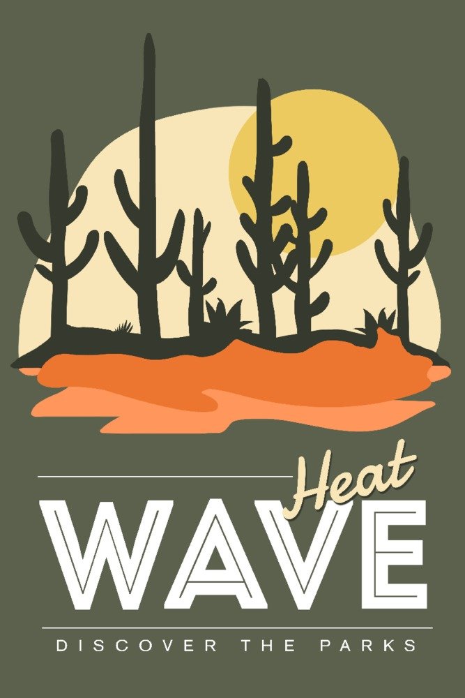Heat Wave Cactus Wall Art Poster - 9x12 Digital Print for Home & Office Decor | Desert Theme, Modern Living Room, Bedroom, Office Wall Decor
