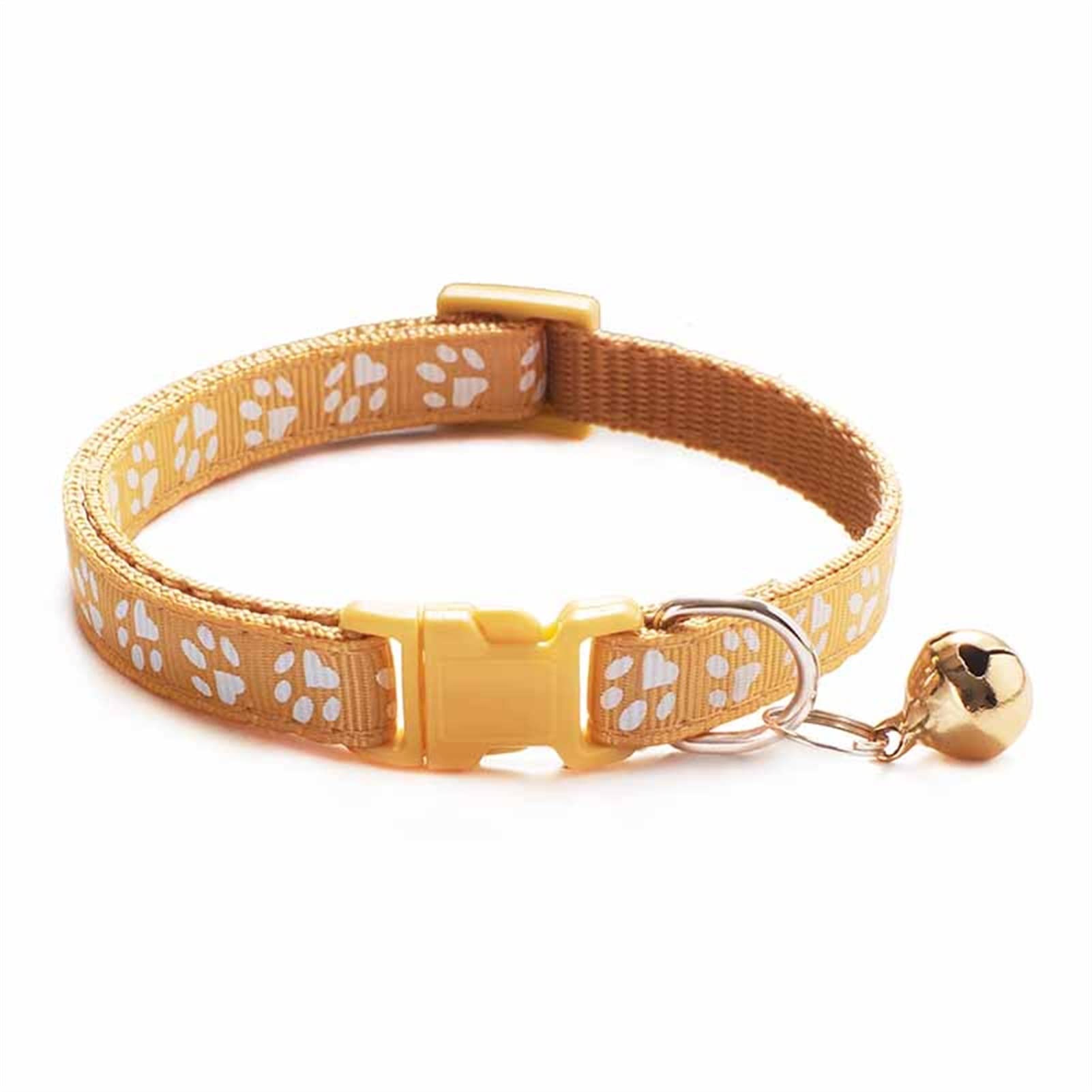 **Adjustable Nylon Cat & Small Dog Collar with Cute Cartoon Footprint Design - Purple Pet Necklace with Bell for Safety & Style - Perfect for Daily Walks, Training & Playtime**