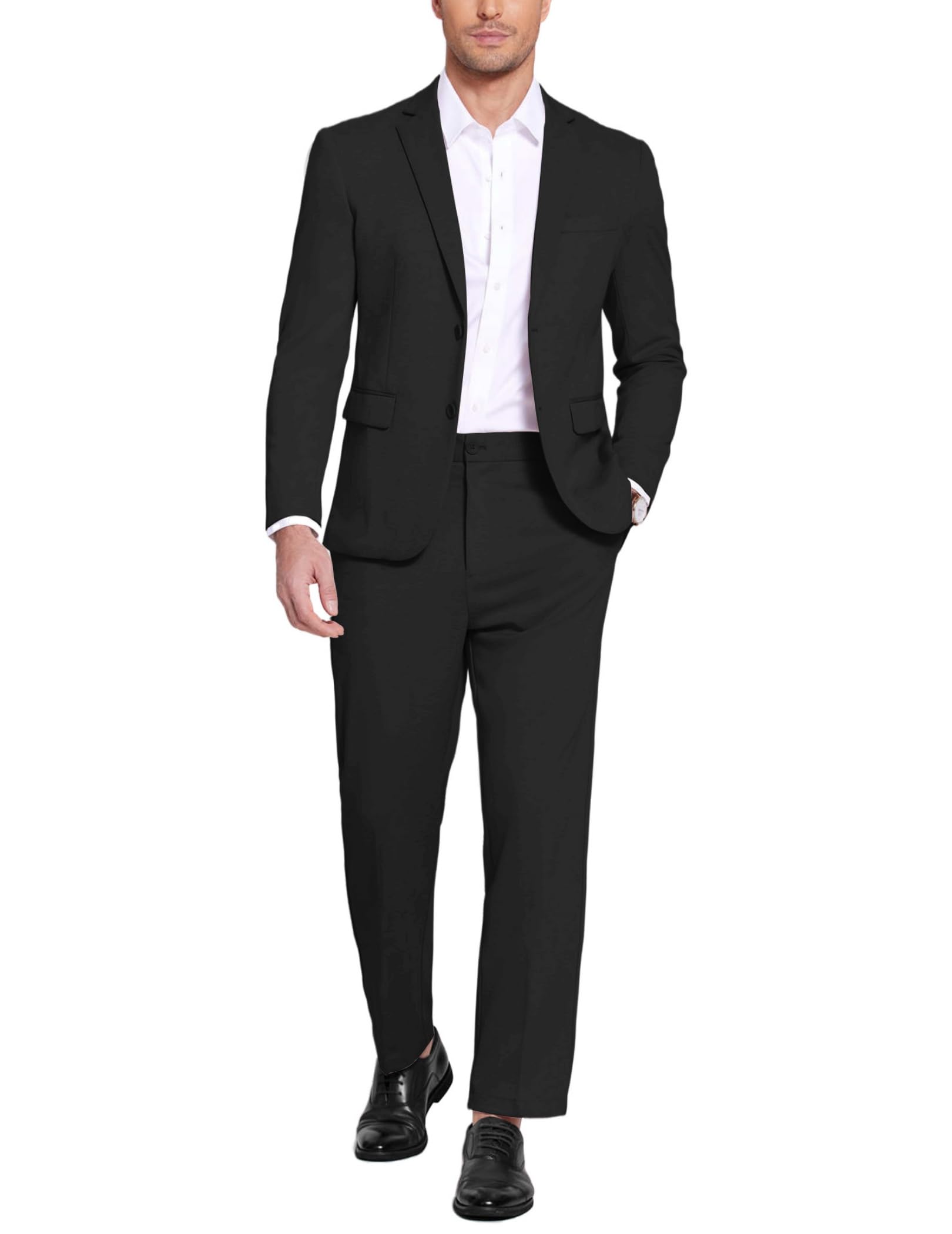 COOFANDY Men's Slim Fit 2-Piece Suit Set - Lightweight Knit Blazer & Pants for Business Casual & Office Wear | Comfortable Stretch Fabric for Weddings, Parties & Professional Events