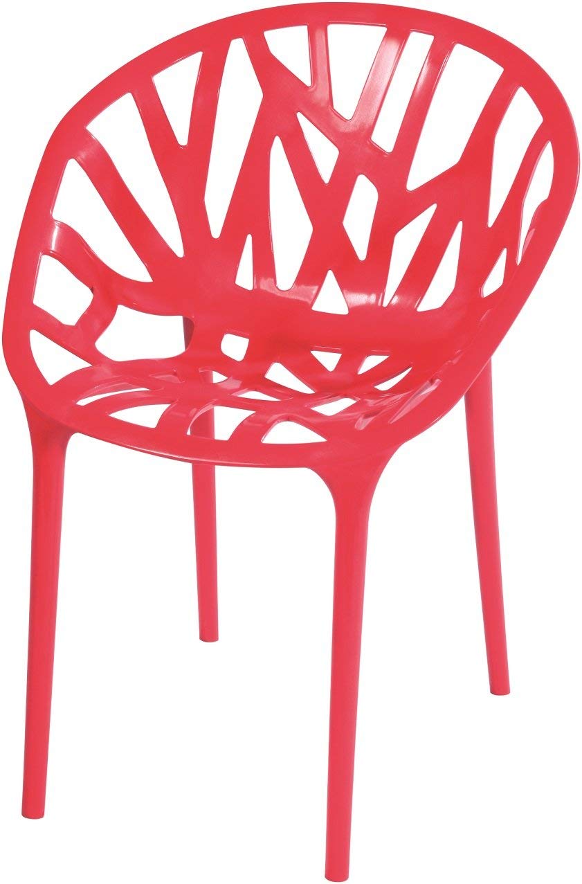 Modern Red Stackable Chairs for Indoor & Outdoor Use - Set of 2 (Red) - Perfect for Patio, Garden, Dining Room, and Office Spaces