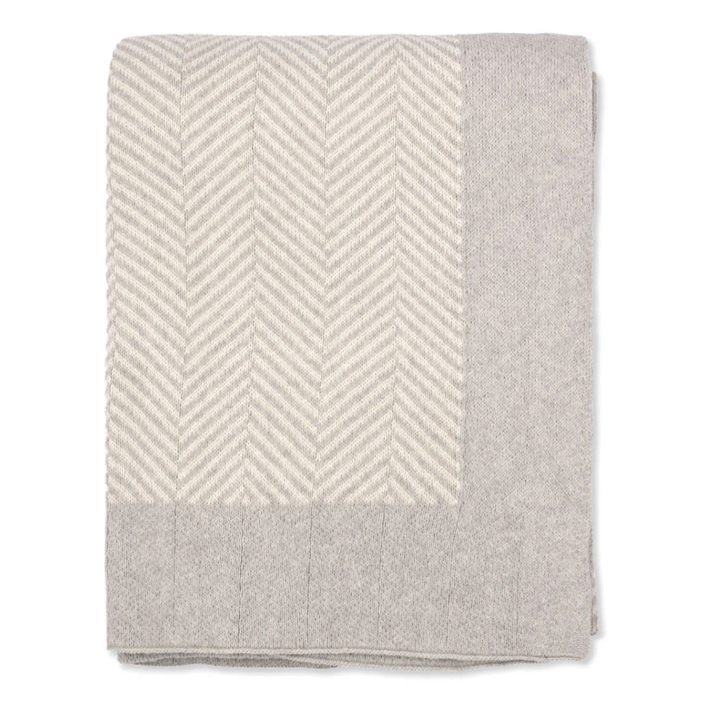 Light Grey Herringbone Pattern Throw Blanket - Soft Cozy Knit Blanket for Couch, Bed & Home Decor - Perfect for Living Room, Bedroom & Gift Giving