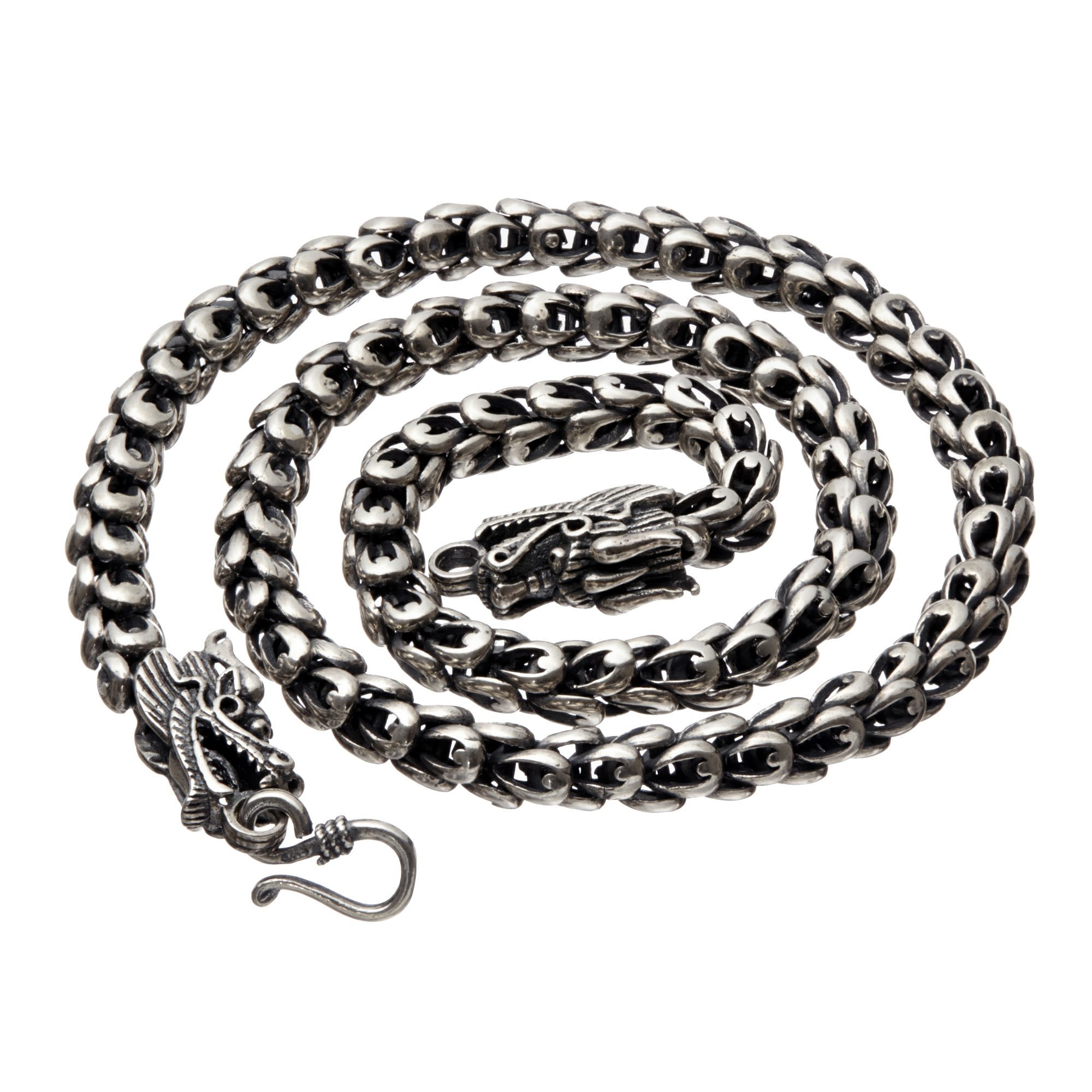 Handmade 925 Sterling Silver Dragon Chain Necklace - Vintage Heavy Thick Jewelry 18'' to 32'' for Men & Women - Perfect for Gothic Fashion, Cosplay, and Statement Jewelry Looks