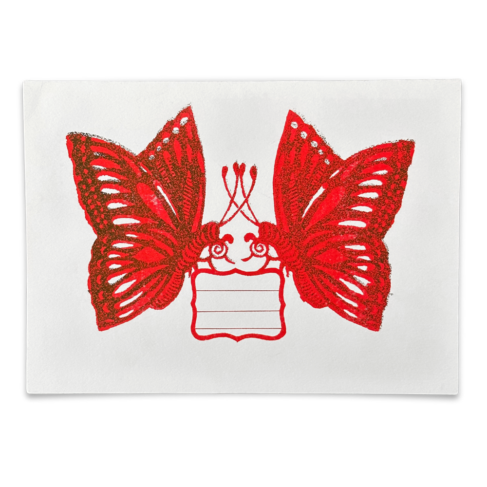 Handmade Block Printed Two Butterflies Greeting Card - Perfect for Birthdays, Anniversaries & Special Occasions