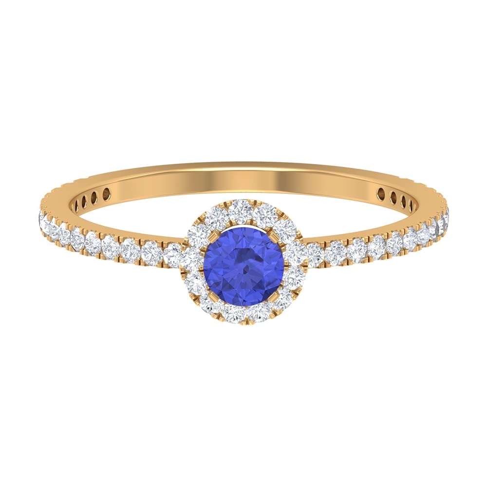 3/4 CT Tanzanite and Moissanite Ring - 14K Solid Gold Minimalist Promise Ring for Women, Elegant Tanzanite Engagement Ring, Dainty Gold Jewelry Gift for Anniversary, Valentine's Day & Special Occasions