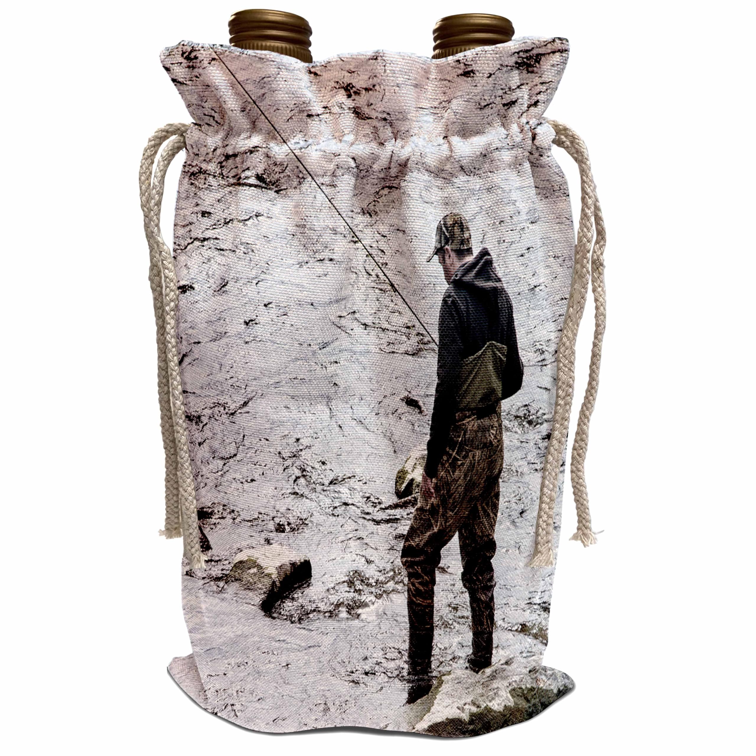 Premium Insulated Wine Tote Bag for Men - Durable Fishing & Outdoor Design with Sea Scapes Pattern - Perfect for Beach Picnics, Camping Trips and Wine Tasting Adventures