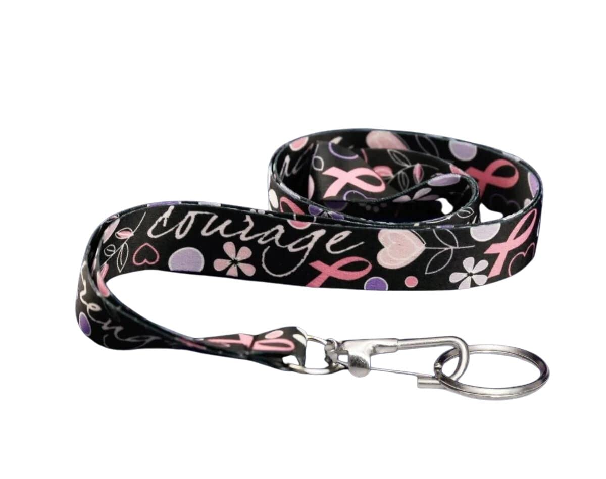 Pink Ribbon Lanyards for Breast Cancer Awareness - Fundraising Badge Holders & Keychains for Events