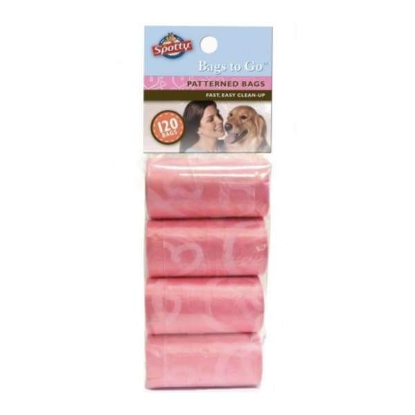Spotty Bags to Go 120 Count Dog Waste Bags Refills - Pink Poop Bags for Small, Medium & Large Dogs | Perfect for Walks, Parks & Travel