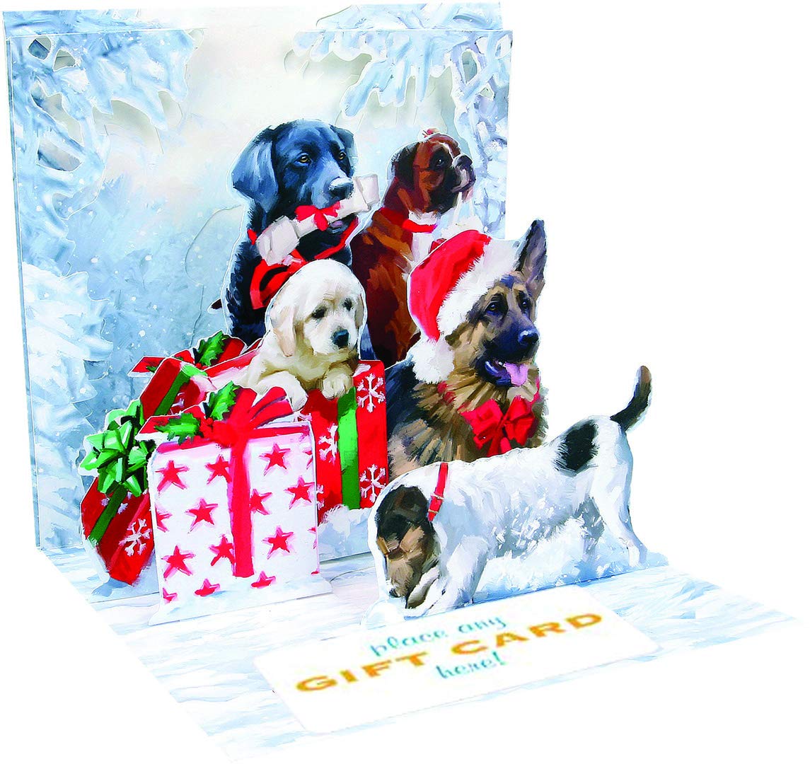 Up With Paper Pop-Up Treasures Greeting Card - Christmas Dogs Gift Card Holder | Perfect for Holiday Gifts, Christmas Greetings & Festive Card Exchanges