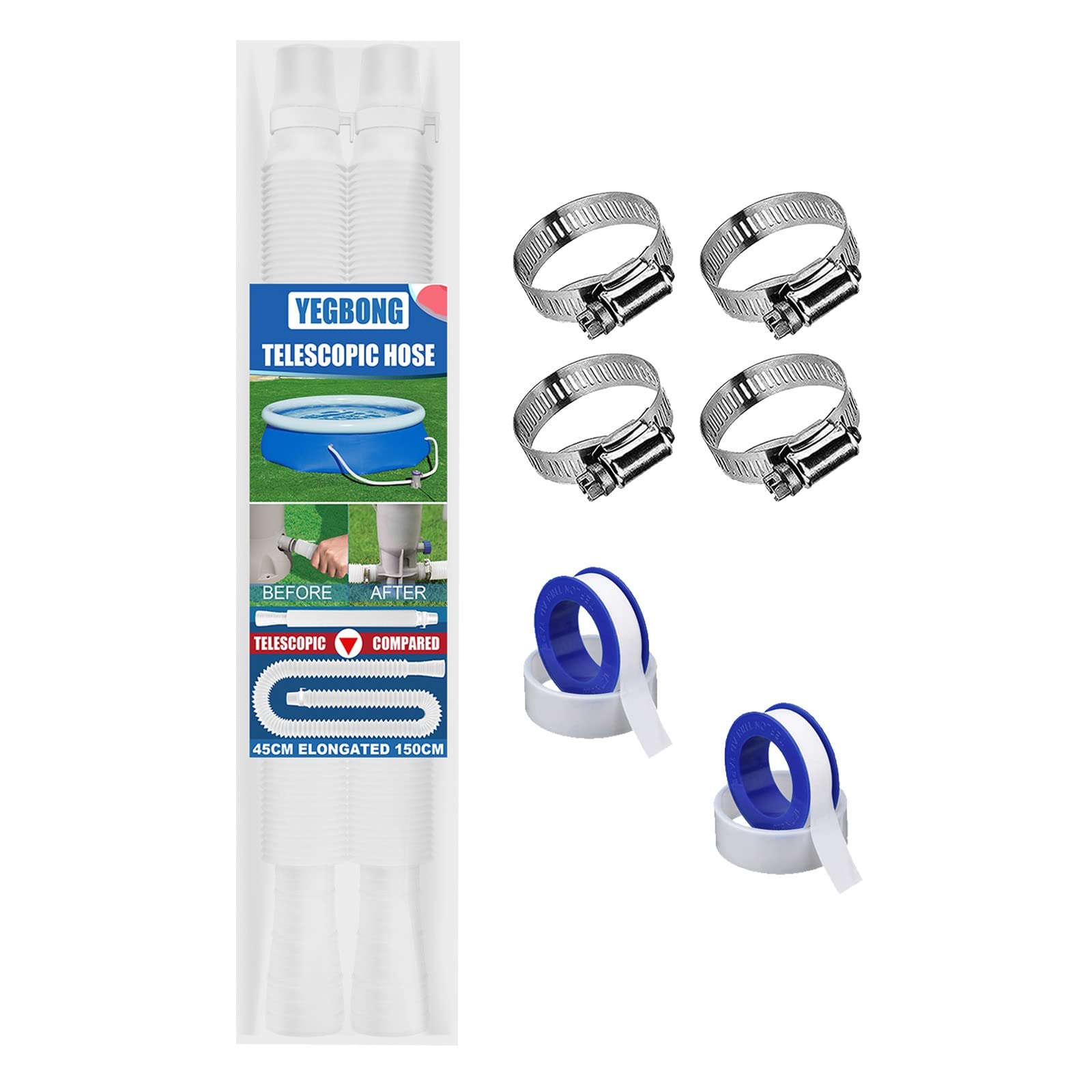 Premium Kinkproof PE Pool Filter Replacement Hose - 1.25