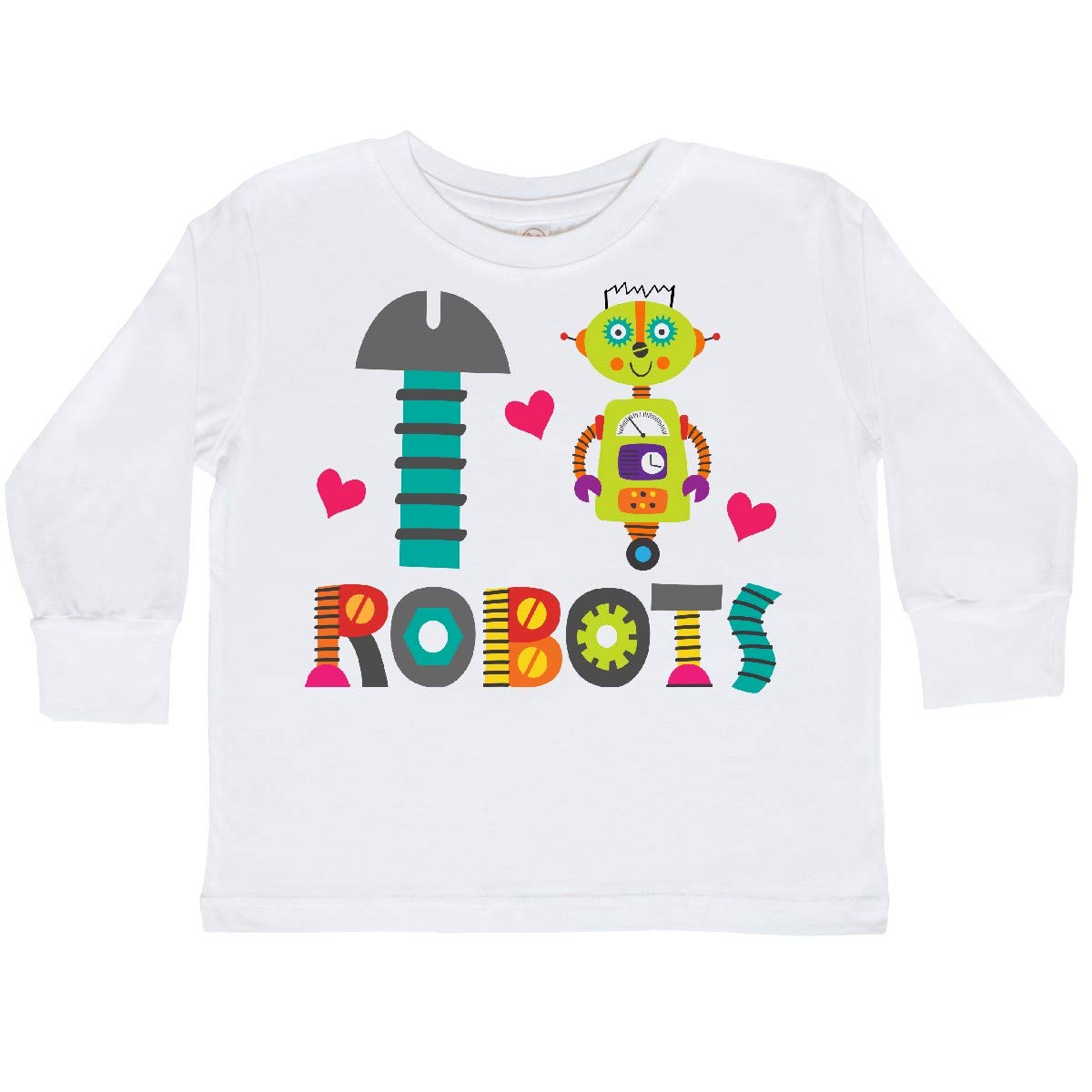 Inktastic Robotics I Heart Robots Toddler Long Sleeve T-Shirt - Cute Science & Tech Graphic Tee for Boys & Girls - Perfect for STEM Events, School Days & Playdates