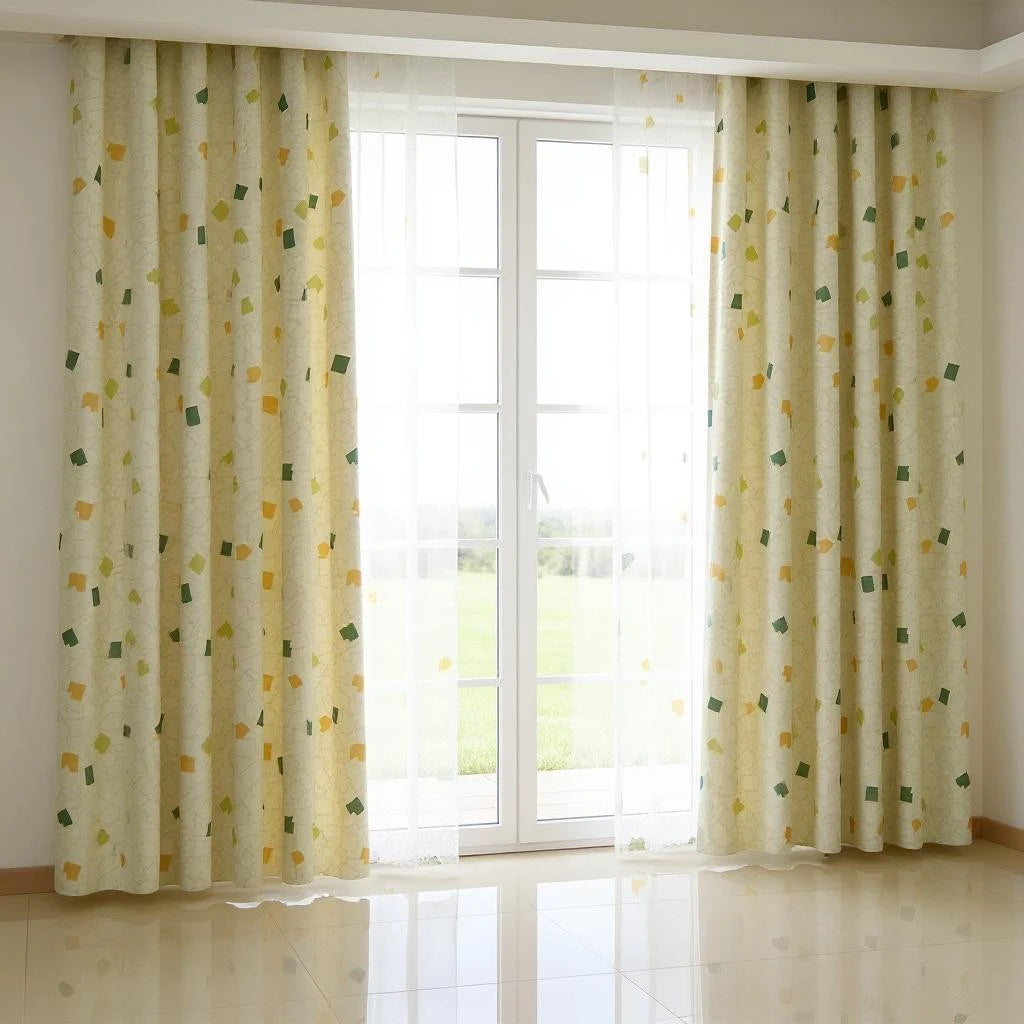Alejandra Geometric Soundproof Blackout Curtains - Custom Green Window Drapes for Bedroom & Home Theater Noise Reduction