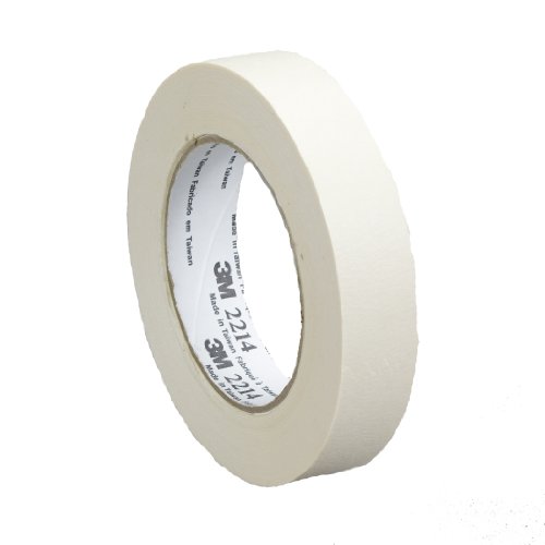 3M 2214 Tan Paper Masking Tape - 12mm x 55m (72 Rolls/Case) - Ideal for Painting, Crafting & Home DIY Projects
