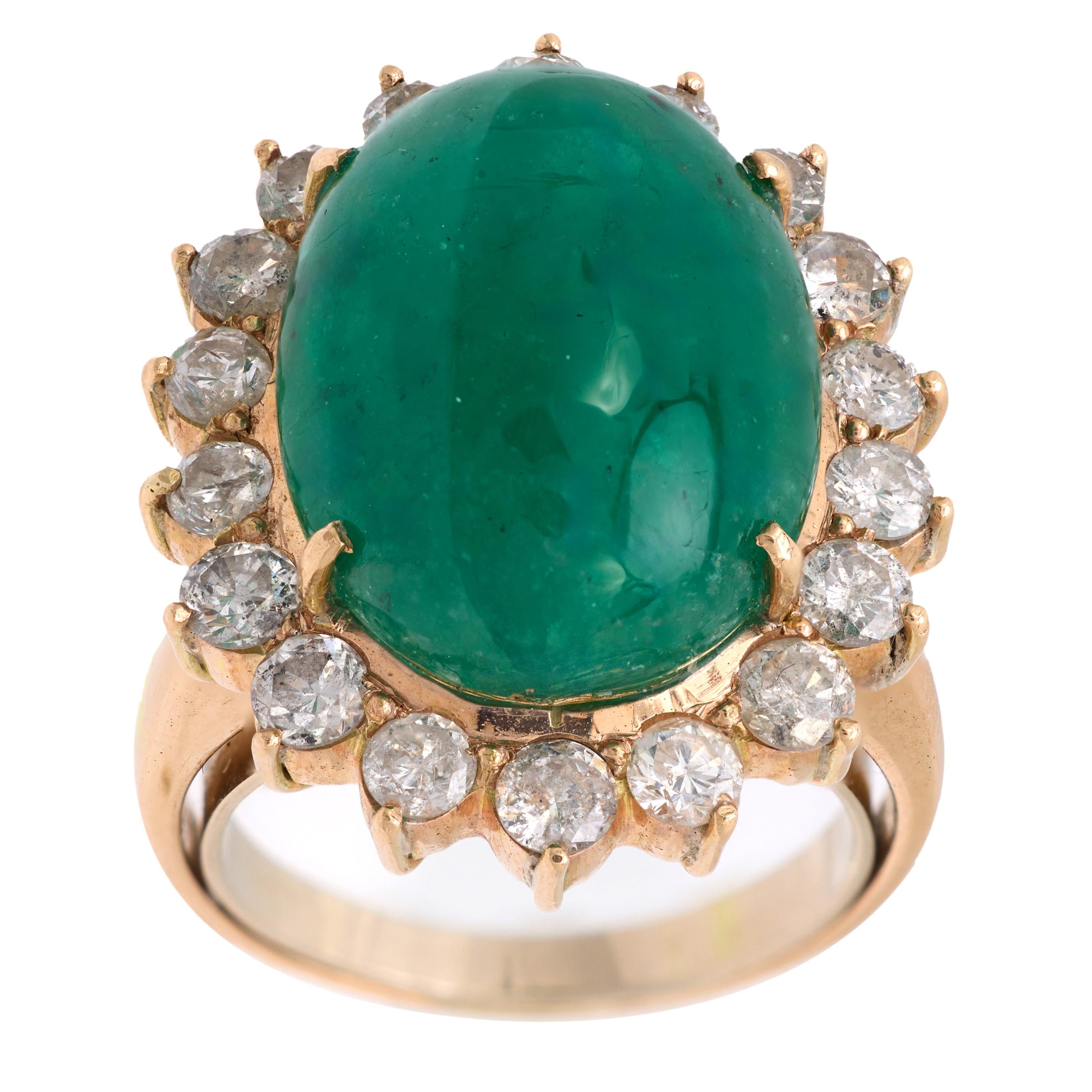 GIA Certified 14 Carat Emerald Diamond 14K Yellow Gold Cluster Ring for Women | Elegant Wedding, Engagement & Anniversary Jewelry Gift