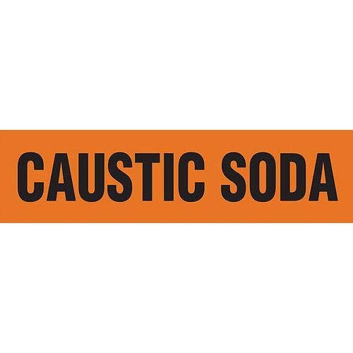 GHS Safety PM1044VD Orange Adhesive Vinyl Pipe Marker for Caustic Soda - 50 Pack | Chemical Pipe Labeling, Industrial Facility Identification, Hazardous Material Warning