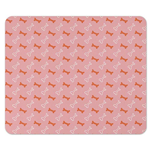 Pink and White Dog Bone Shaped Mouse Pad - Non-Slip Gaming Mousepad for Office & Home Computer Desk - Cute Pet Lover Gift for Dog Owners