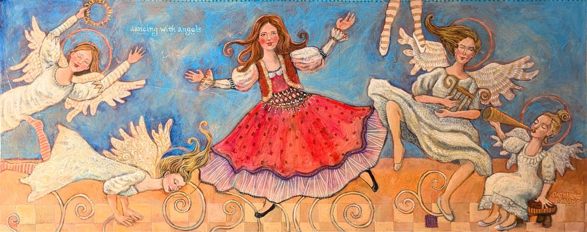 Dancing With Angels Original Artwork - Handmade Wall Decor for Living Room, Bedroom & Office - Perfect Gift for Art Lovers & Home Decor