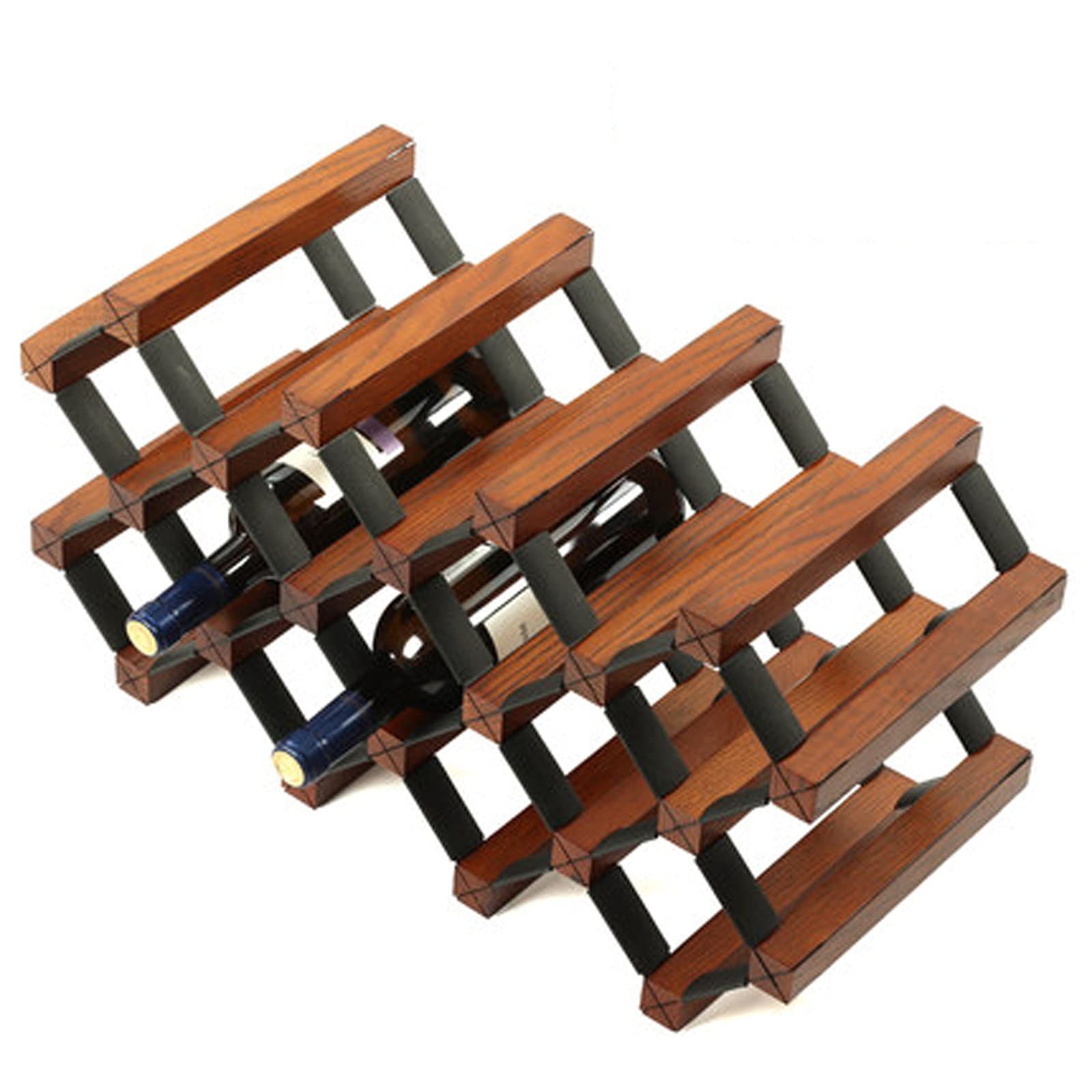 Premium Walnut Wooden Wine Rack - Free Standing Countertop Bottle Holder (6-12 Bottle Capacity) | Elegant Wine Storage Display Shelf for Home, Kitchen, Bar, Cabinet & Pantry | Perfect for Entertaining, Dining Room Decor & Wine Enthusiasts