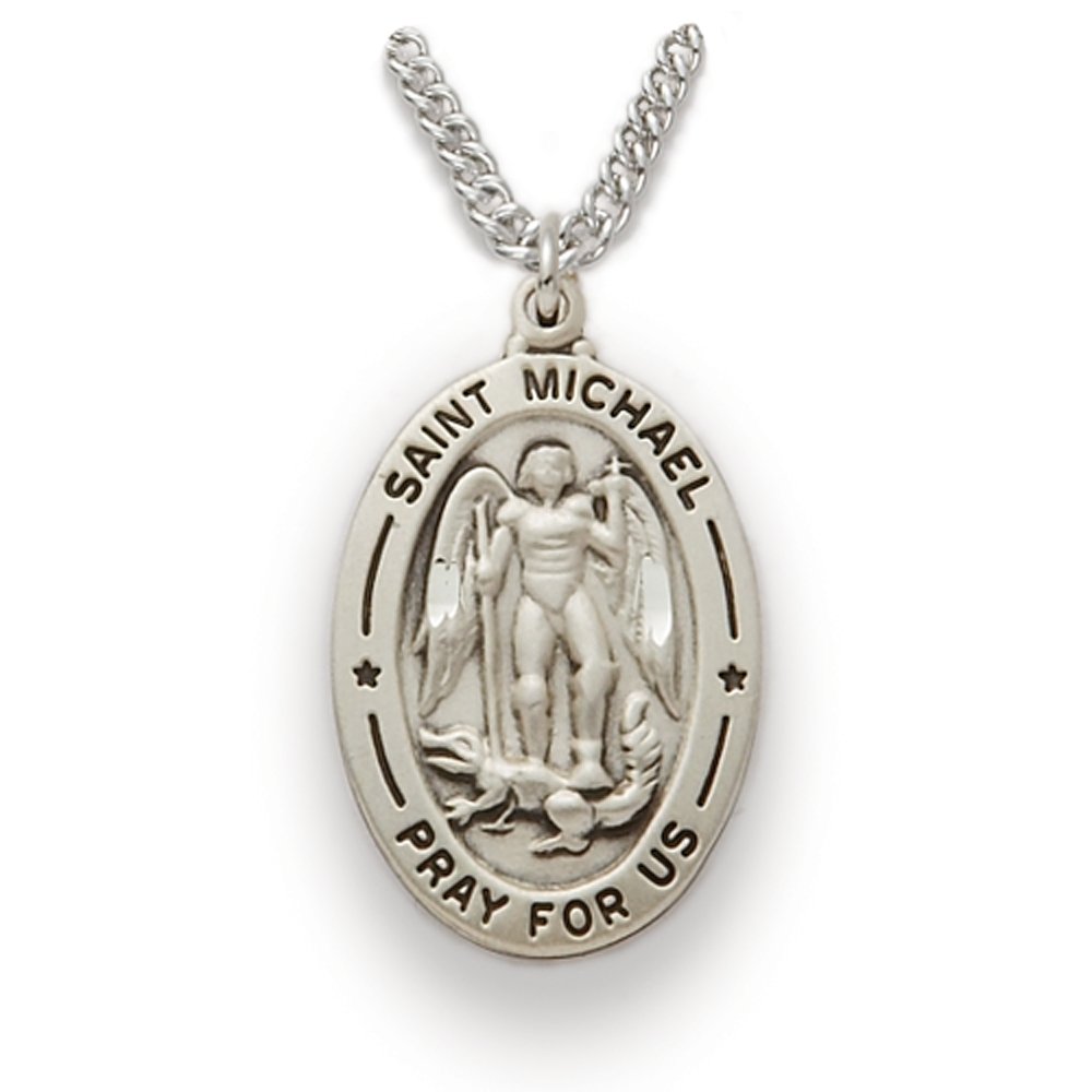 True Faith Jewelry Saint Michael The Archangel Pray for Us Medal - 1 Inch Sterling Silver Religious Pendant for Men & Women - Perfect for Daily Wear, Gift Giving & Spiritual Protection