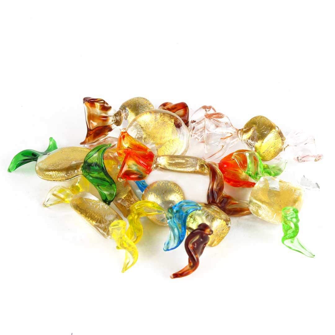 10 Pieces Venetian Glass Candies with Gold - Authentic Murano Glass Candy Decorations - Perfect for Wedding Favors, Party Decor & Gift Box Fillers