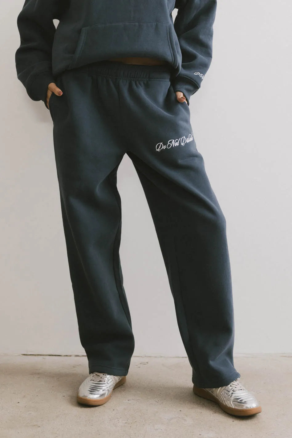 Comfortable Navy Do Not Disturb Sweatpants for Men & Women - Perfect for Lounging, Yoga, and Relaxing at Home