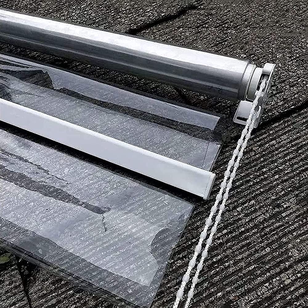 HAIZHEN Clear Shade Cloth Outdoor Tarp Curtain - Waterproof UV Resistant Transparent Roller Blinds for Patio, Pergola, Gazebo & Balcony - Perfect for Kitchen, Bathroom, Porch & Indoor Use - Weatherproof Protection for Outdoor Living Spaces