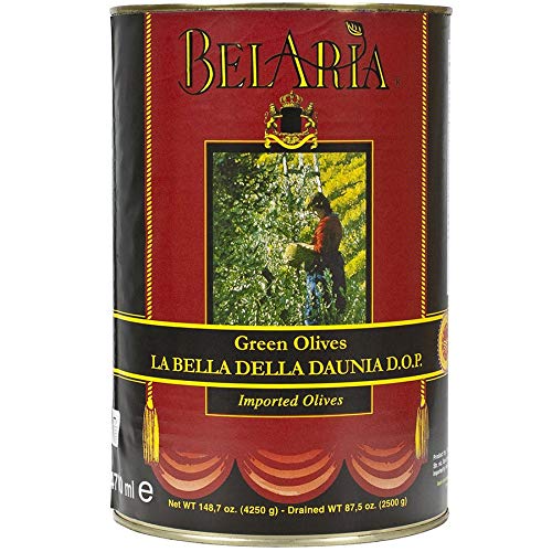 Cerignola Green Olives - Large 3.08 lbs Tin | Premium Italian Olives for Salads, Charcuterie Boards & Mediterranean Recipes