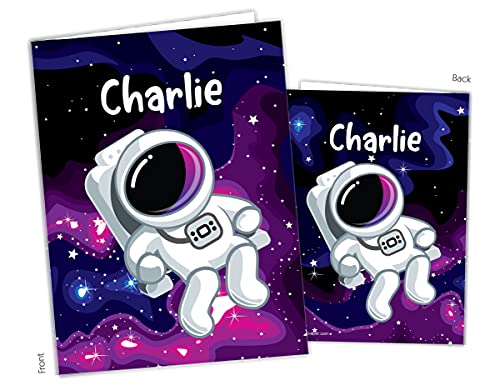 Custom Personalized Astronaut Galaxy Space Themed Pocket Folder - Back to School Supplies, Teacher Gifts, Office Organization for Kids, Teens & Adults - Perfect for Birthday Presents, Classroom Rewards & Space Enthusiasts