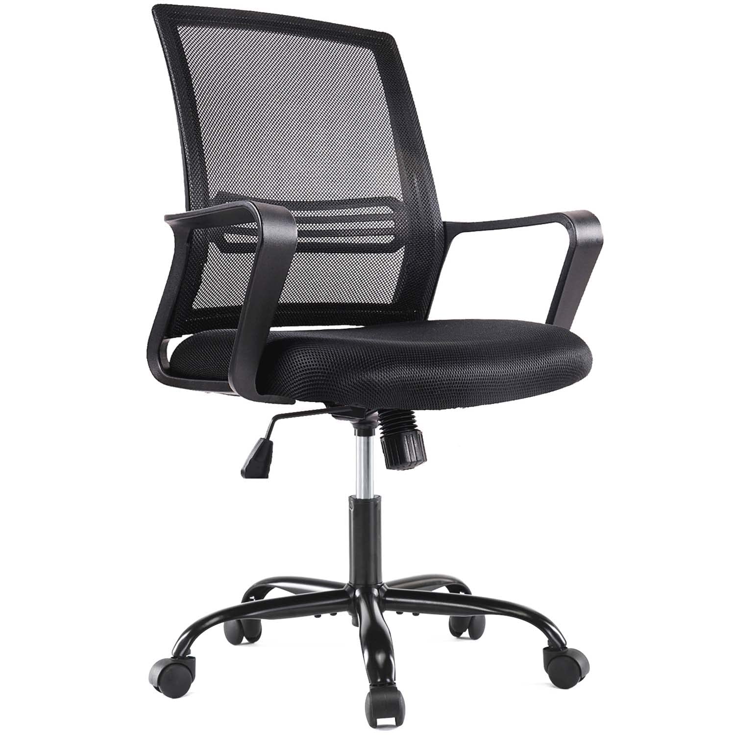 Ergonomic Office Chair with Wheels & Armrests - Adjustable Mesh Computer Desk Chair for Home & Office - Comfortable Mid Back Rolling Task Chair for Long Work Sessions & Gaming