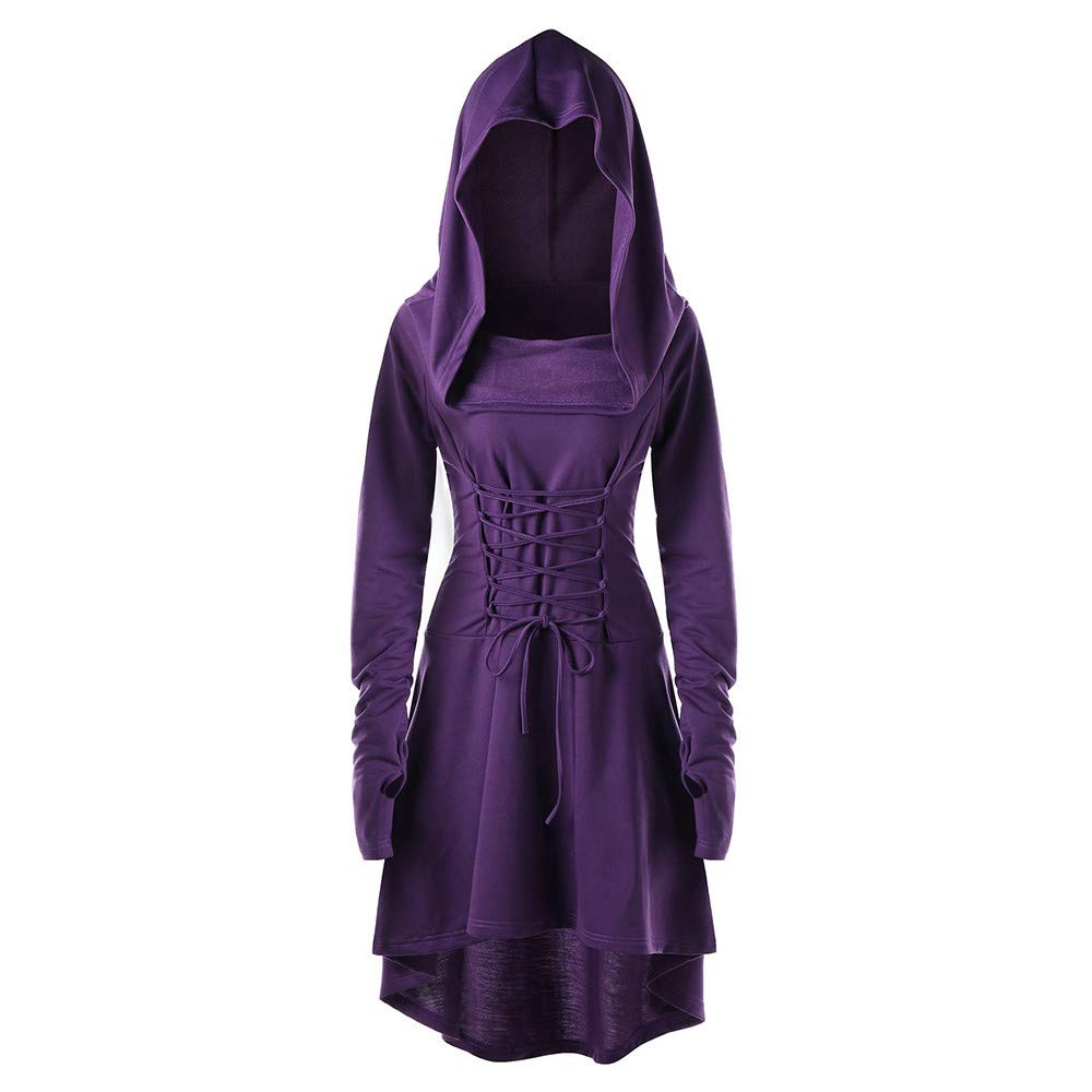 Women's Renaissance Halloween Costume - Hooded Medieval Gothic Vintage Dress with Lace Up Detail | Perfect for Halloween Parties, Cosplay, Renaissance Fairs & Themed Events