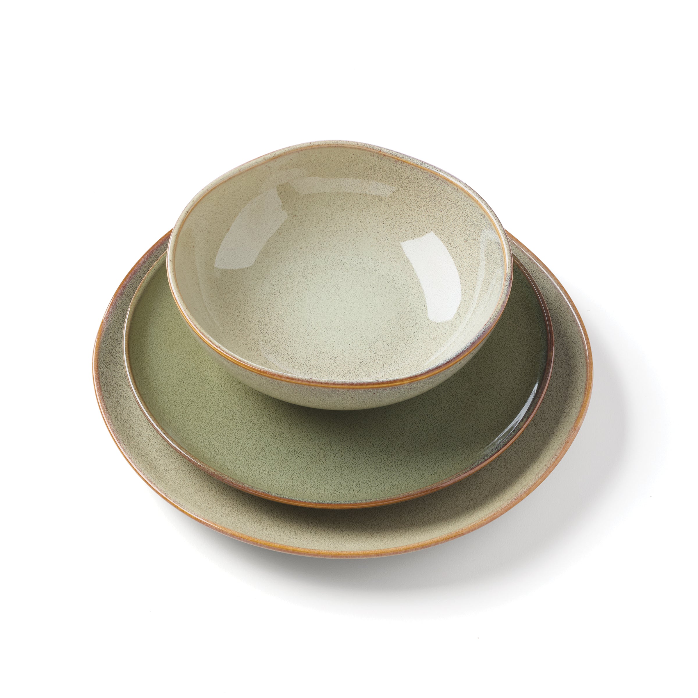 Organic Sage Green 12-Piece Dinnerware Set - Eco-Friendly Porcelain Plates, Bowls & Mugs for Everyday Dining & Entertaining