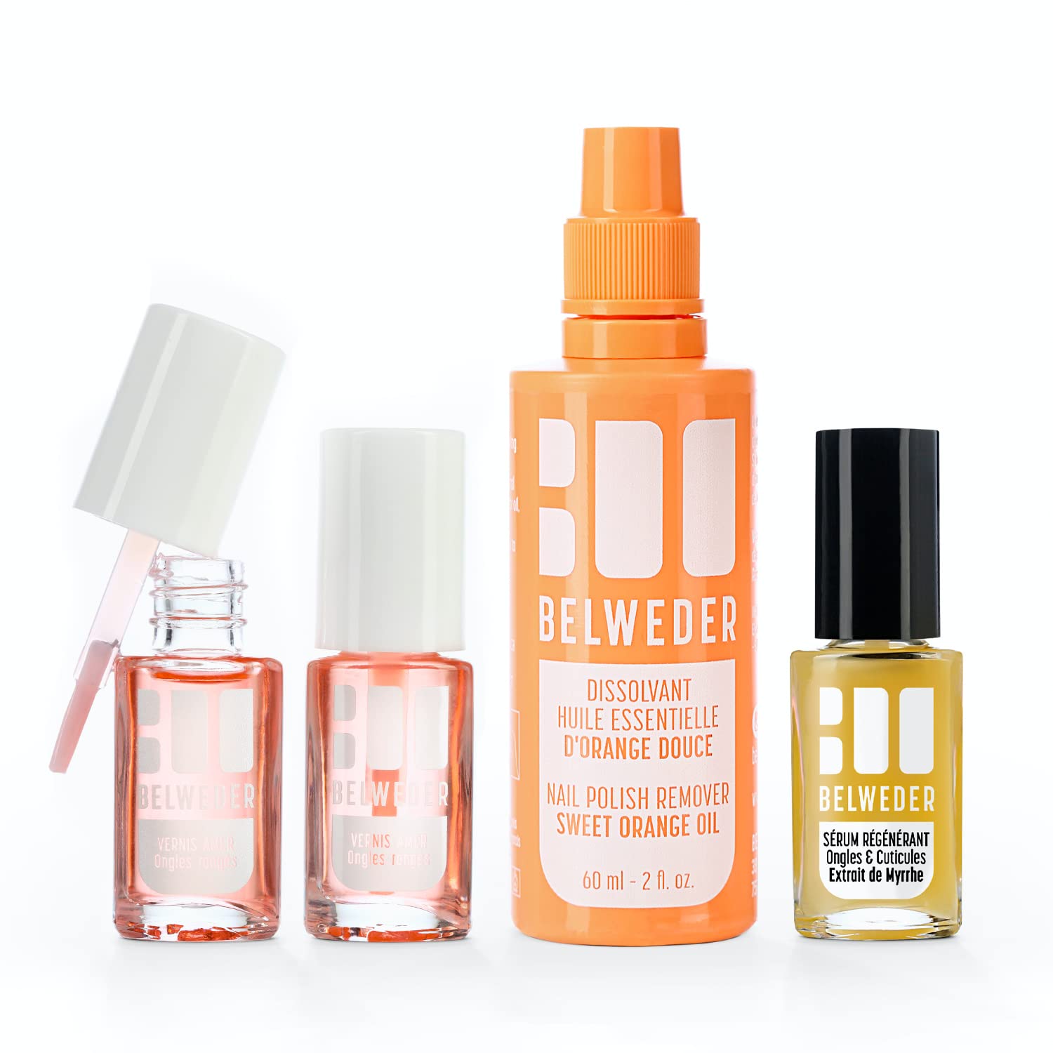 BELWEDER Nail Care Kit for Broken Nails - Repair, Protect & Clean with 2x 7.5ml Bitter Polish, 7.5ml Regenerating Serum & 60ml Mild Nail Polish Remover - Perfect for Damaged Nails Treatment at Home or Salon
