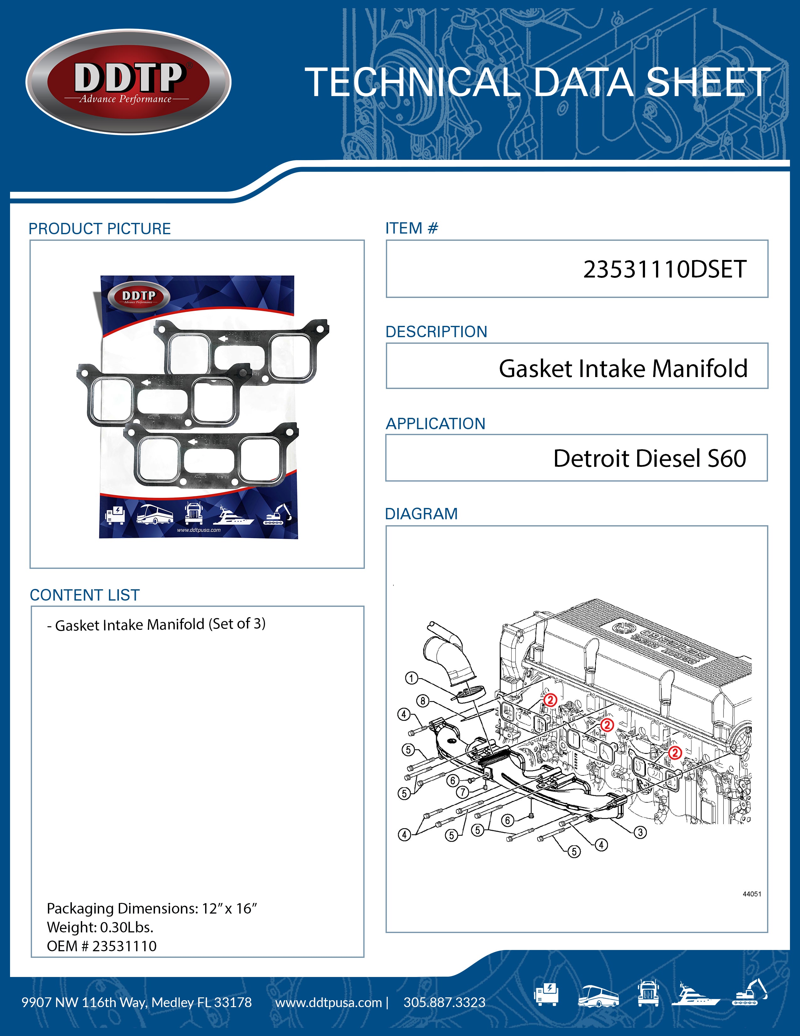 High-Quality Gasket Intake Manifold S60 Set of 3 (23531110) - Perfect for Volvo Engine Repair & Maintenance