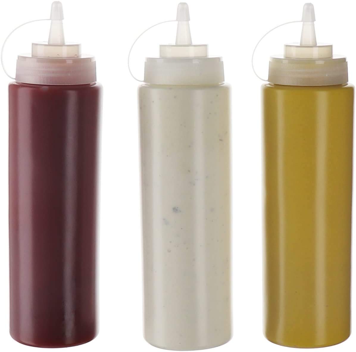 Zollyss 650ml Plastic Squeeze Bottle Set (3 Pack) - Perfect for Ketchup, Mustard, Honey & Oil Dispensing - Ideal for Kitchen, BBQ, Restaurants & Food Service