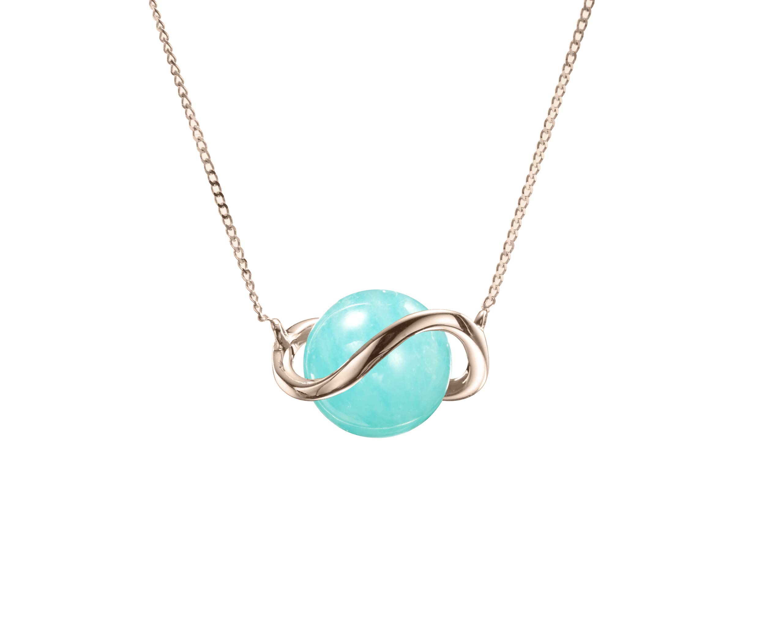 Majade Handmade 14K Yellow Gold Turquoise Necklace | Amazonite Gemstone Pendant | Light Blue Teal Green Minimalist Solitaire Jewelry for Women | Perfect for Weddings, Parties & Everyday Wear