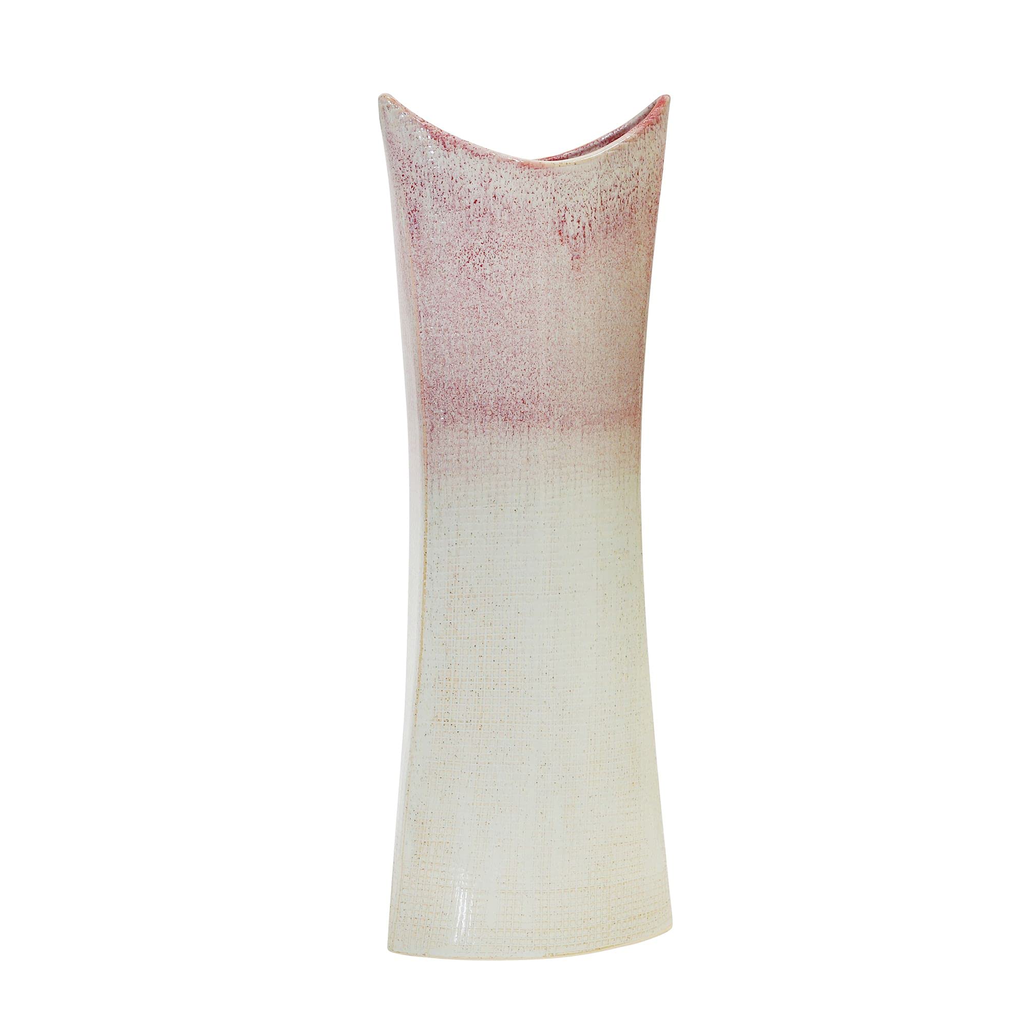 Kingston Living 23.5-Inch Cream & Ivory Ceramic Mermaid's Purse Vase - Elegant Home Decor for Living Room, Bedroom, or Office Centerpiece