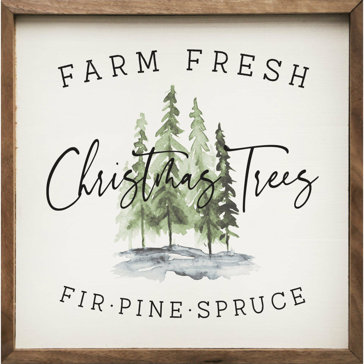 Farm Fresh Christmas Trees Wood Framed Wall Art - Rustic Holiday Decor for Living Room, Bedroom & Office - Perfect Christmas Gift & Home Decoration