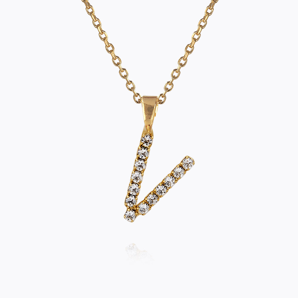 Mini Letter V Necklace with Crystal Charm - Personalized Initial Jewelry for Women - Perfect Gift for Birthday, Anniversary & Valentine's Day - Elegant Layering Piece for Everyday Wear or Special Occasions