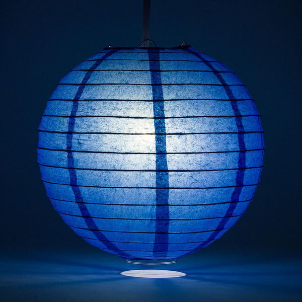 5 Pack 8 Inch Dark Blue Round Paper Lanterns with Even Ribbing - Chinese Hanging Decorations for Wedding, Party & Home Decoration | Perfect for Asian Themed Events, Baby Showers & Festival Celebrations