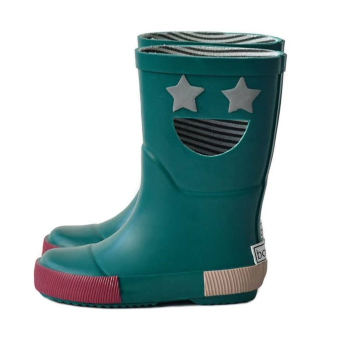 Boxbo Kids' Waterproof Rain Boots for Girls & Boys - Green Star Print, Comfortable & Durable Outdoor Play Shoes for Puddles, Gardening & School
